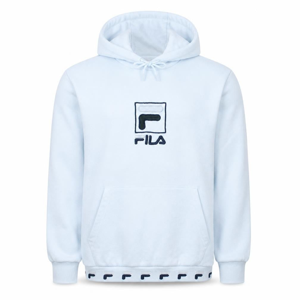 Fila Men’s White Pullover Hoodie M Embroidered Logo Fleece