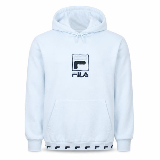 FILA Men’s White Pullover Hoodie M Embroidered Logo Fleece