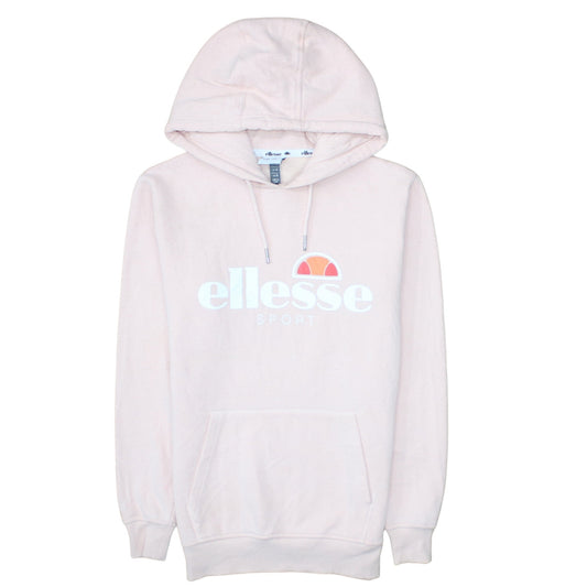 Ellesse Women's Pink Pullover Hoodie UK 8 Cotton Blend Logo Sportwear