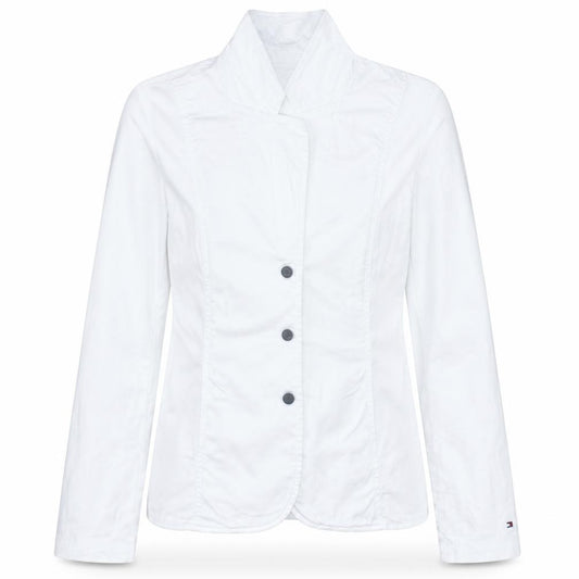 Tommy Hilfiger Women White Cotton Blend Blazer Jacket M