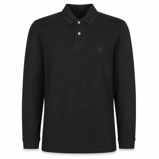FILA Men's Black Long Sleeve Cotton Polo Shirt Size S