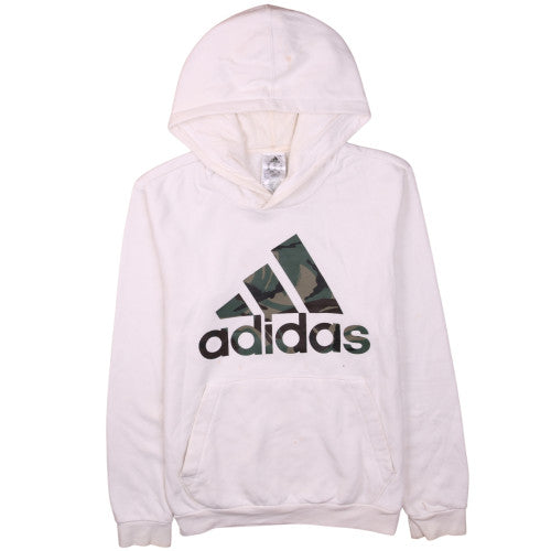 Adidas Men's White XS Pullover Hoodie with Logo Graphic