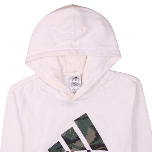 Adidas Men's White XS Pullover Hoodie with Logo Graphic