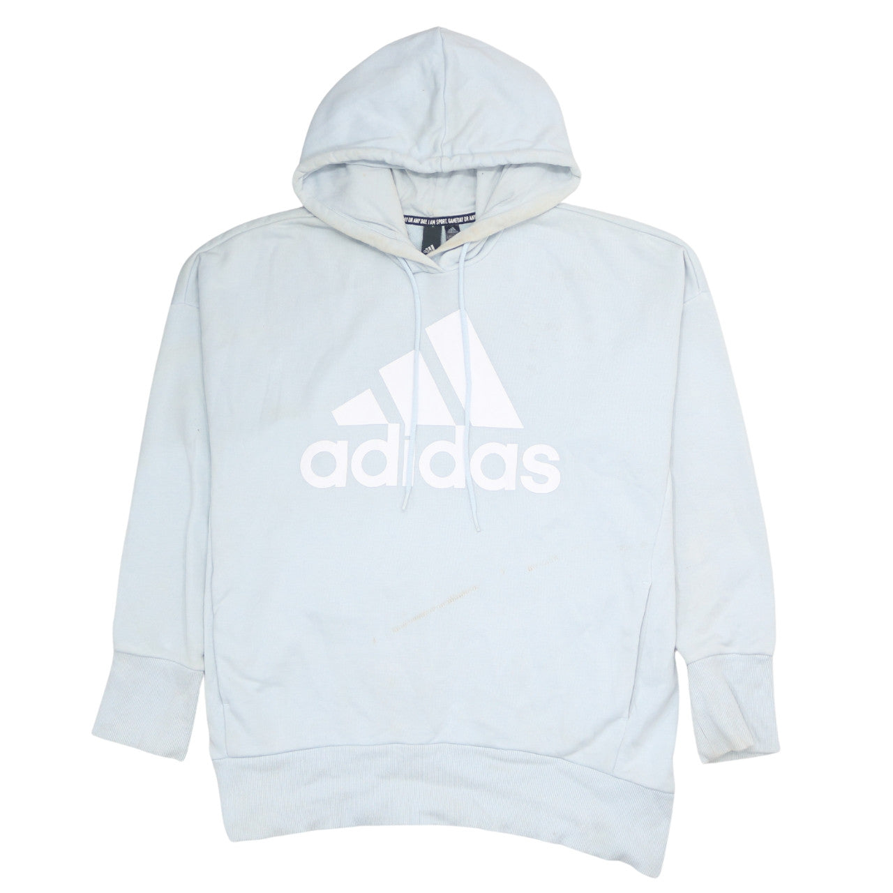 Adidas Womens Light Blue Pullover Hoodie Size L Logo Sportswear