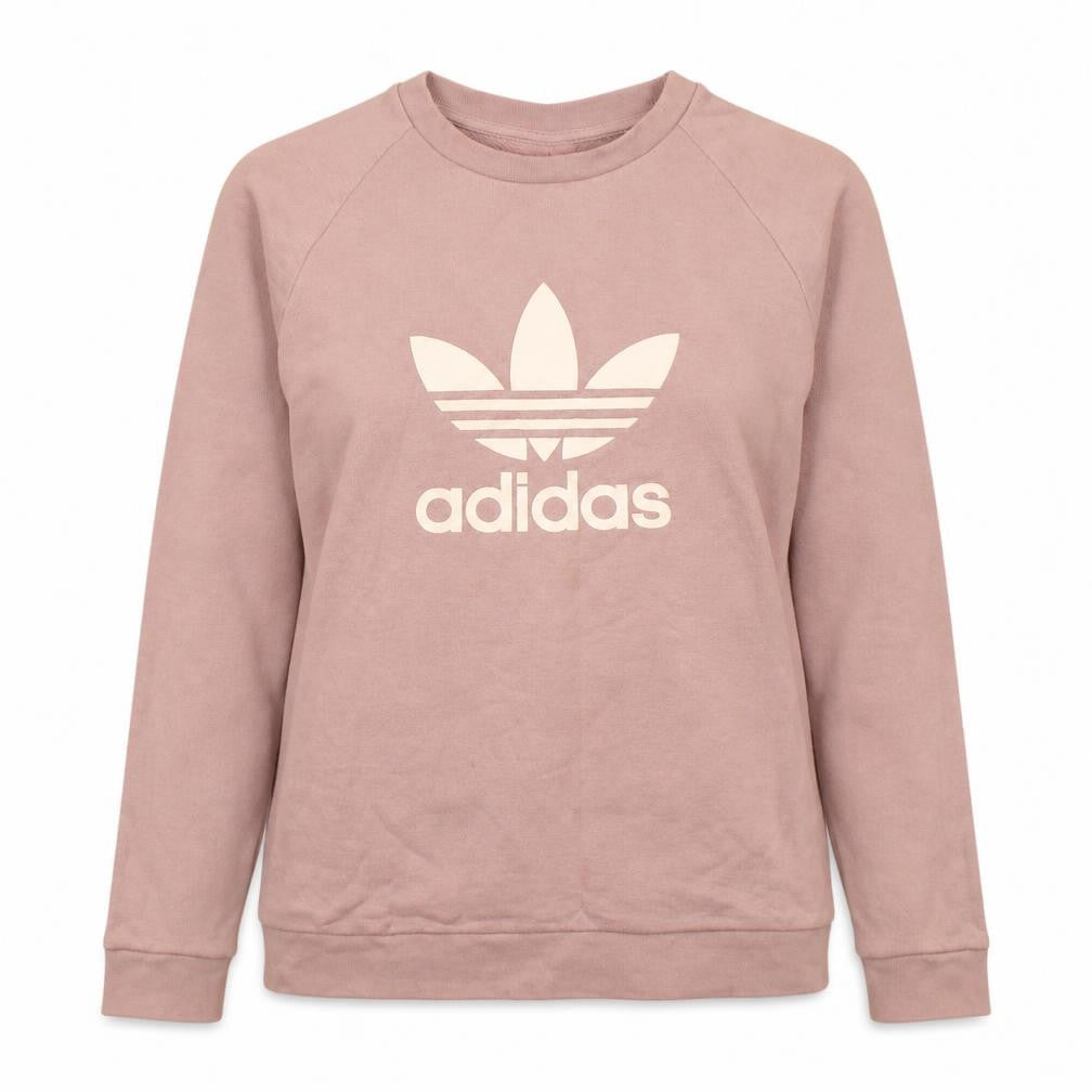 Adidas Womens Pink Sweatshirt Small Logo Crew Neck Pullover