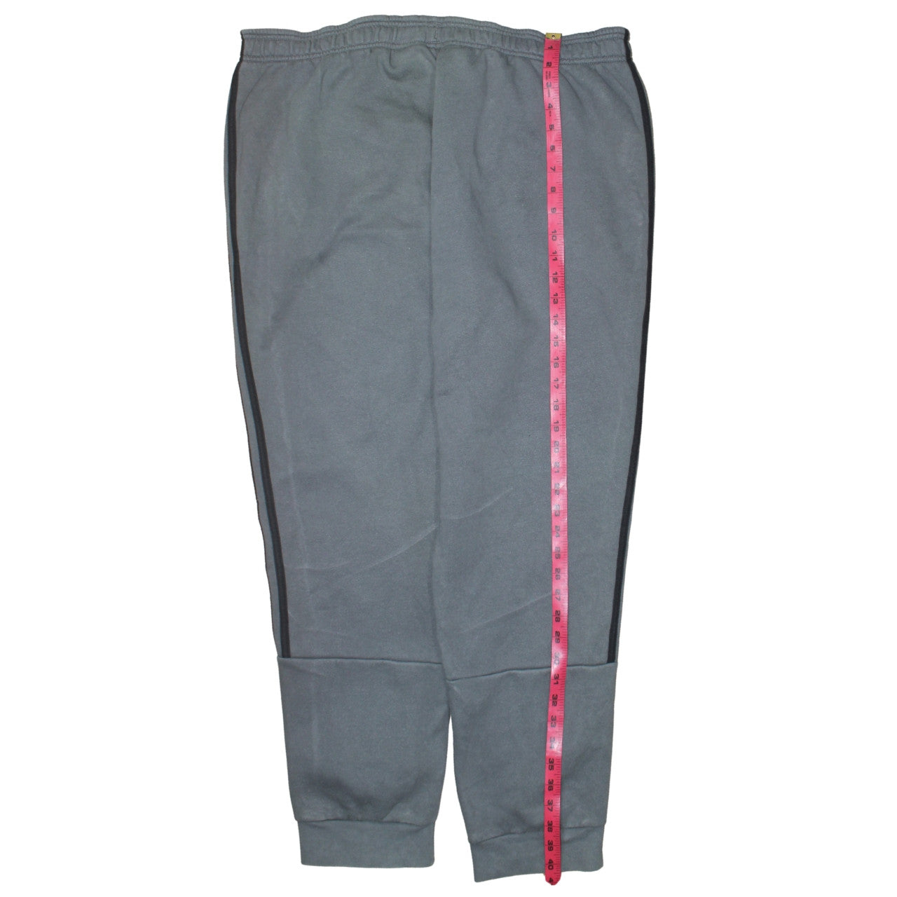 Adidas Men's Grey 2XL Fleece Jogger Trousers with Stripes
