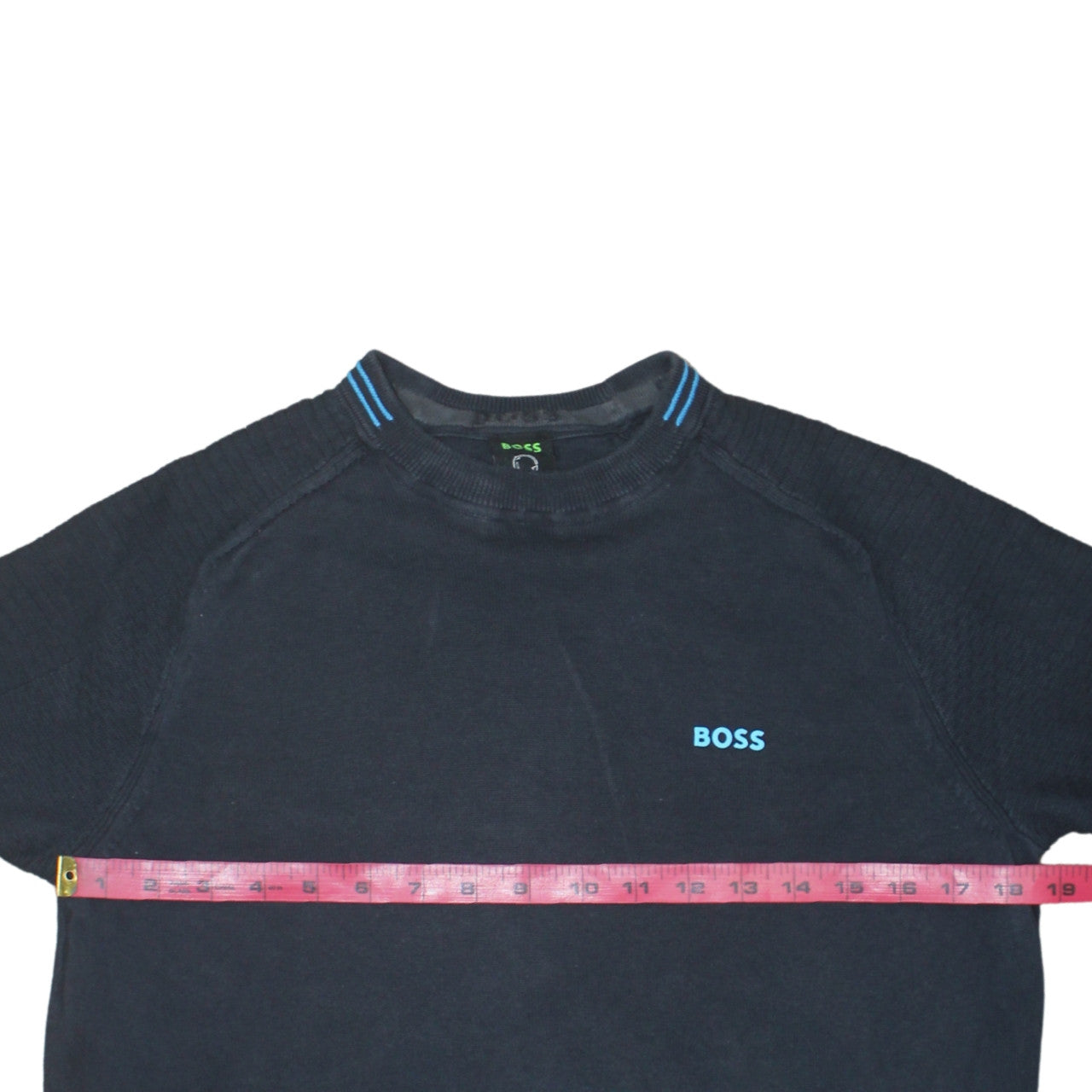 BOSS Mens Blue Crew Neck Cotton Pullover Jumper Size M