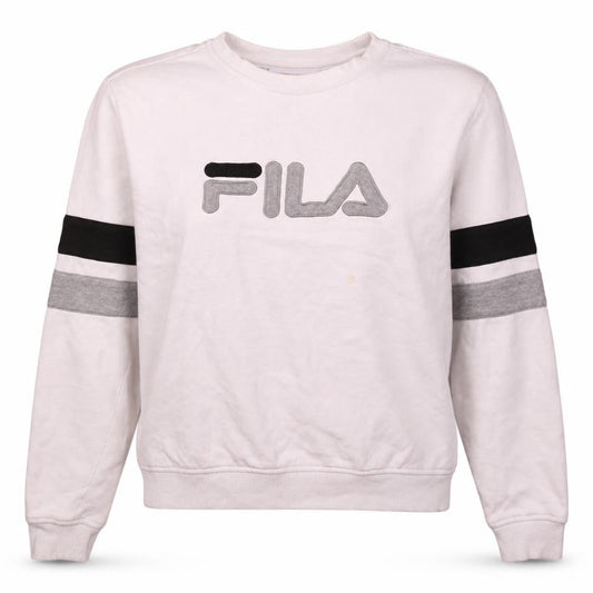 FILA Womens White Sweatshirt Medium Logo Crew Neck Pullover