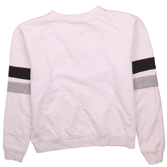 FILA Womens White Sweatshirt Medium Logo Crew Neck Pullover