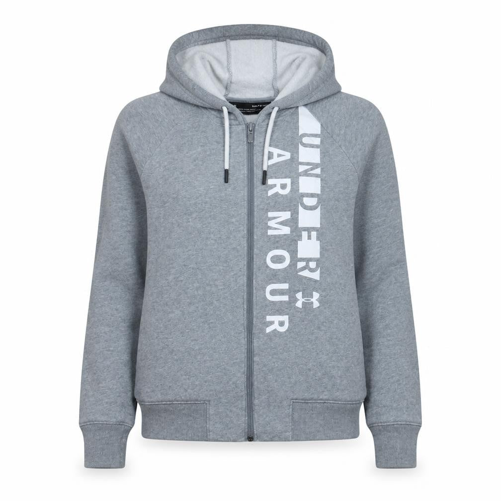 Under Armour Women's Grey Full Zip Hoodie Small Loose Fit Cotton Blend
