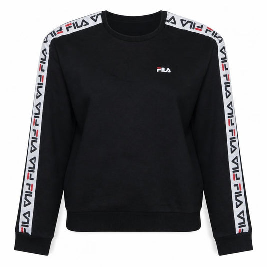 FILA Womens Black Logo Tape Crew Neck Sweatshirt Size M