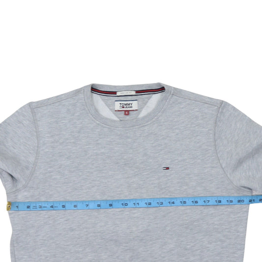 Tommy Jeans Men's Grey Regular Fit Cotton Crew Neck Sweatshirt Size S
