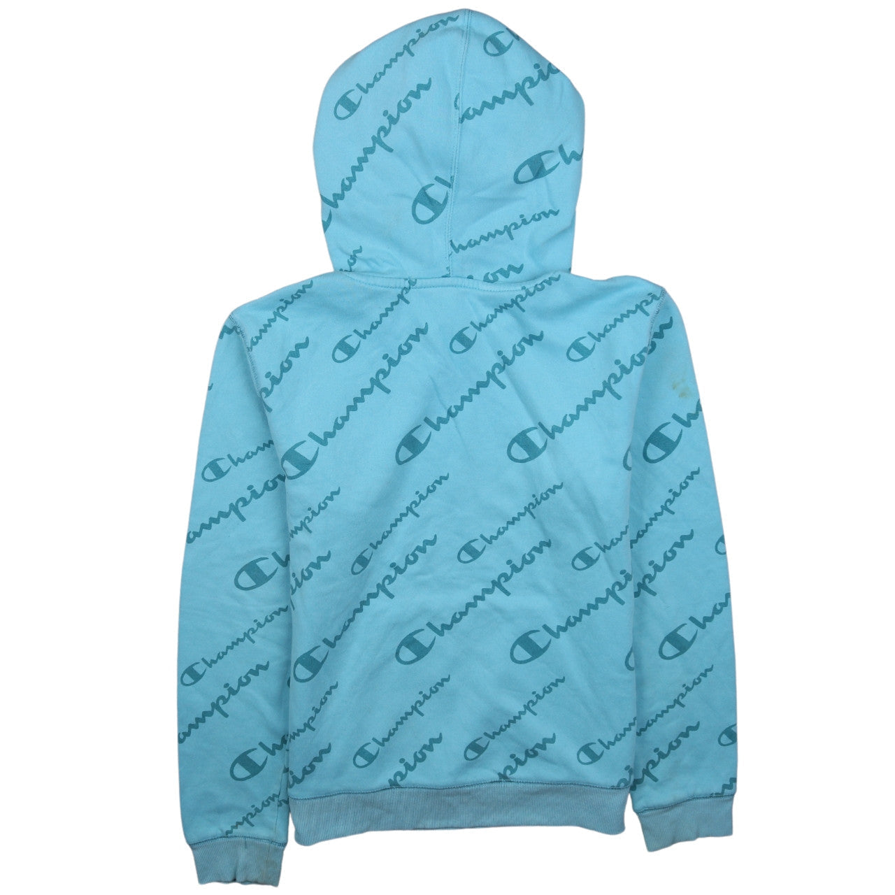 Champion Womens Blue Pullover Hoodie XL Graphic Print Cotton Blend