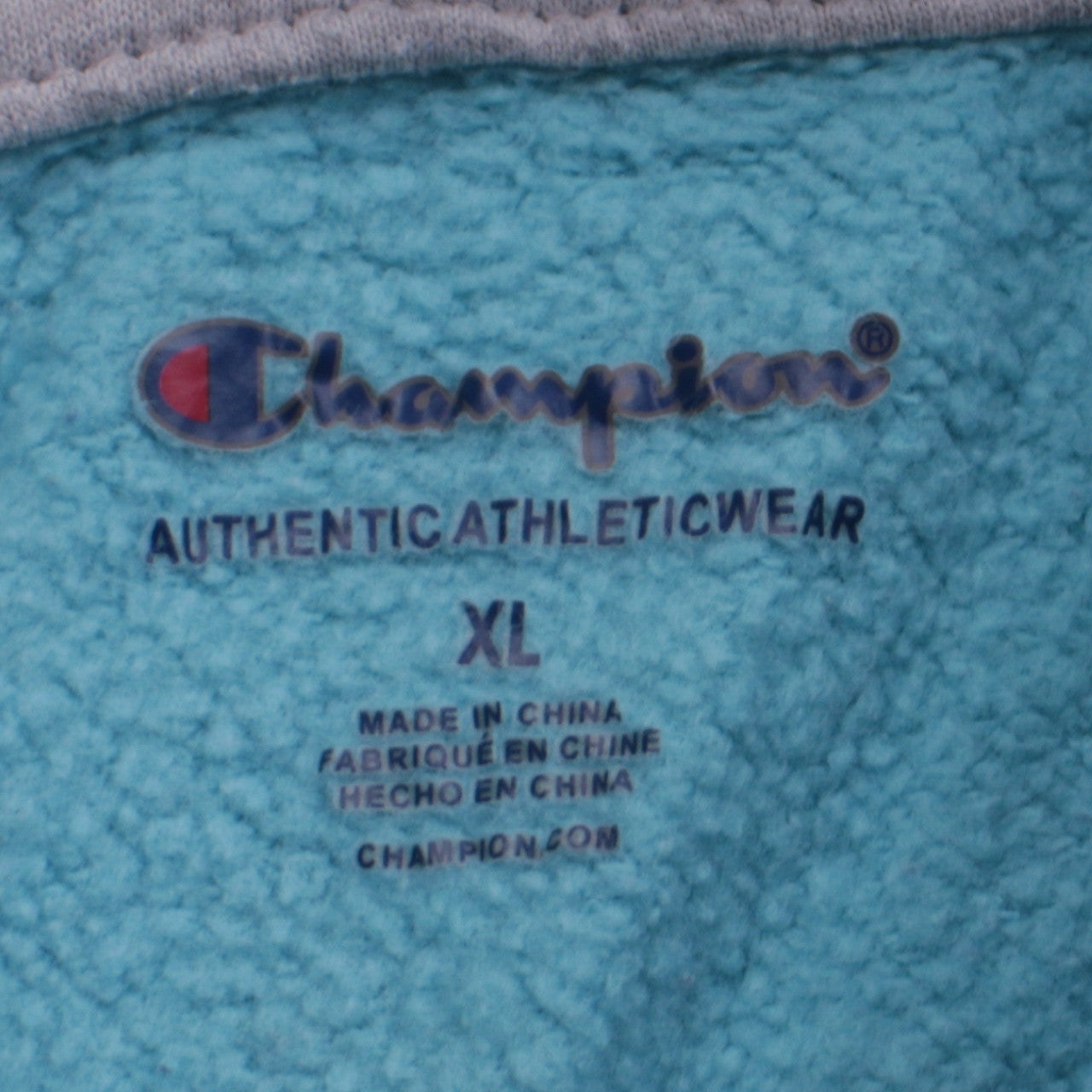 Champion Womens Blue Pullover Hoodie XL Graphic Print Cotton Blend