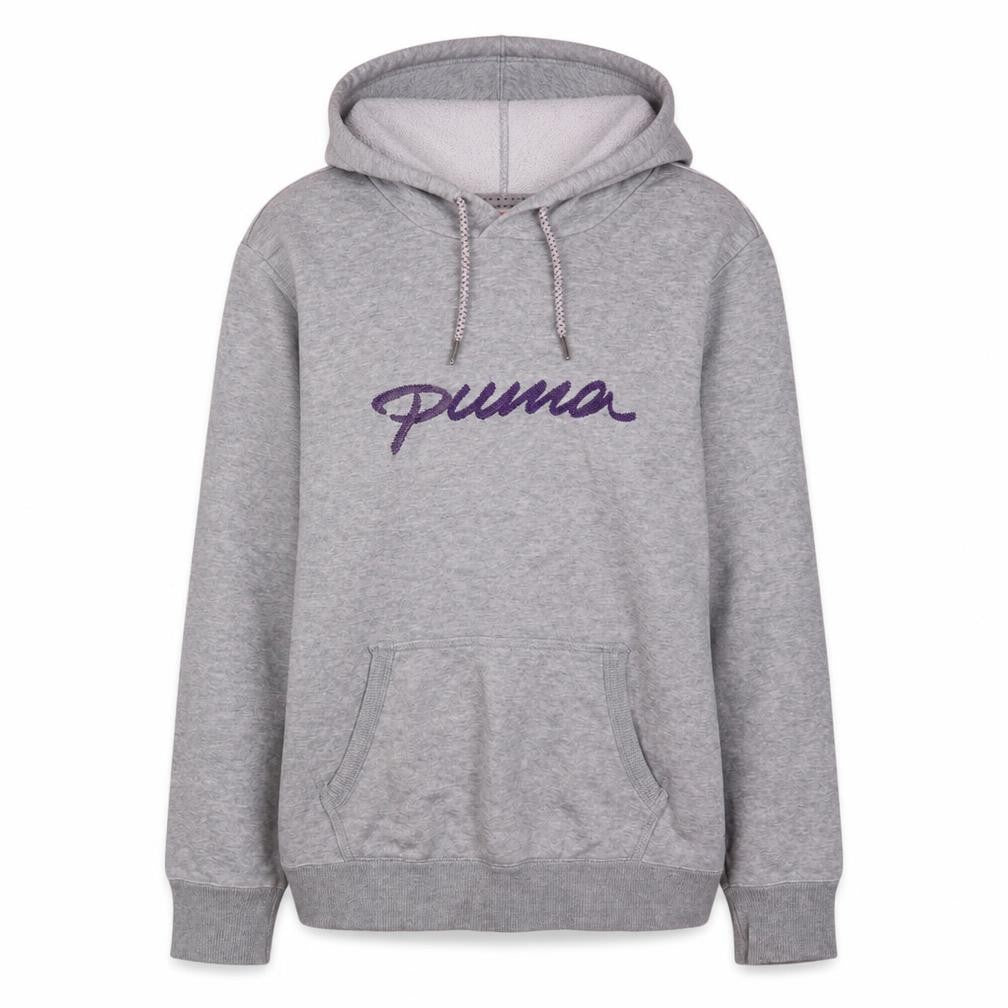 Puma Women Grey Hooded Pullover Sweatshirt UK 16 Embroidered Logo