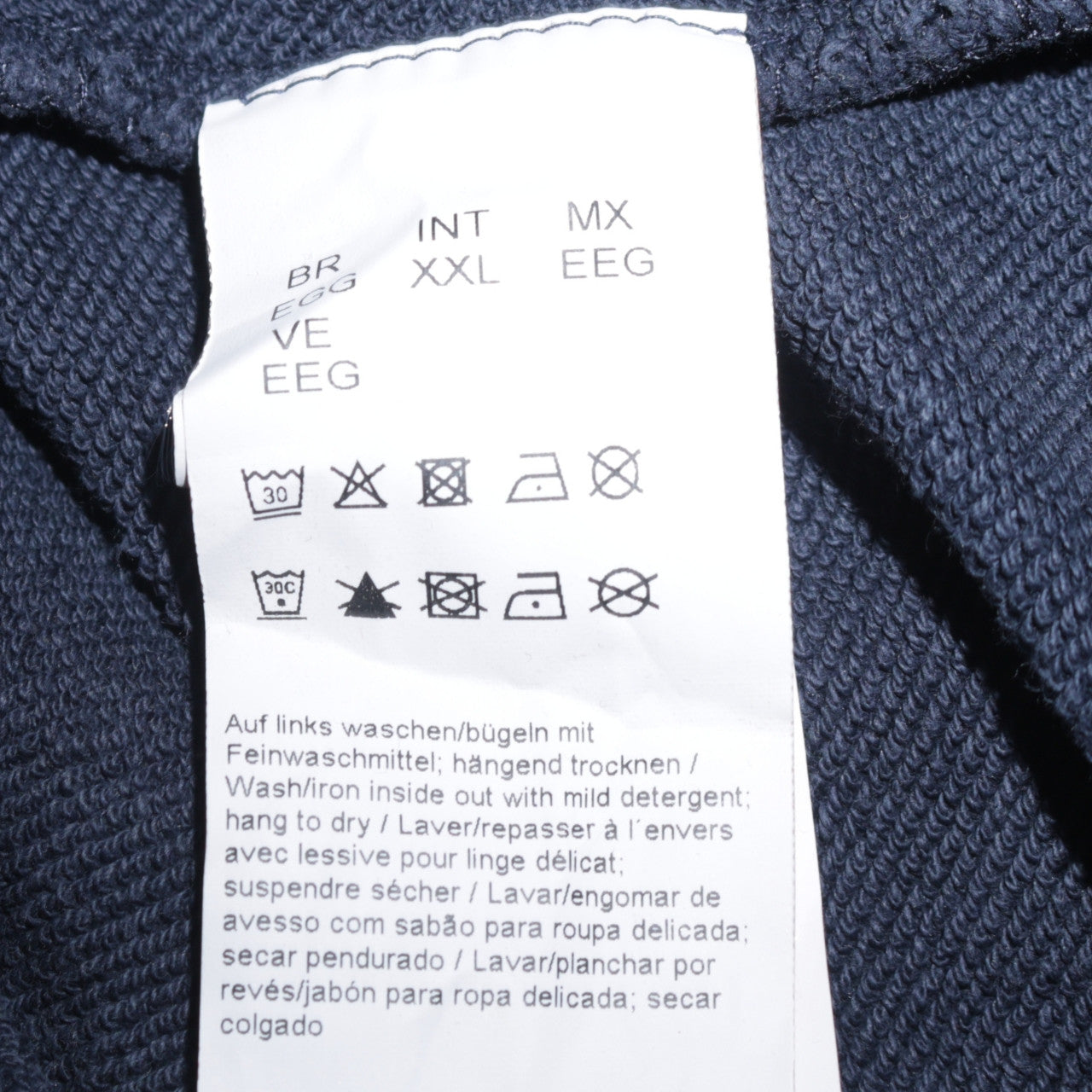 Hugo Boss Men's Blue Pullover Hoodie 2XL Quilted Logo Cotton Blend