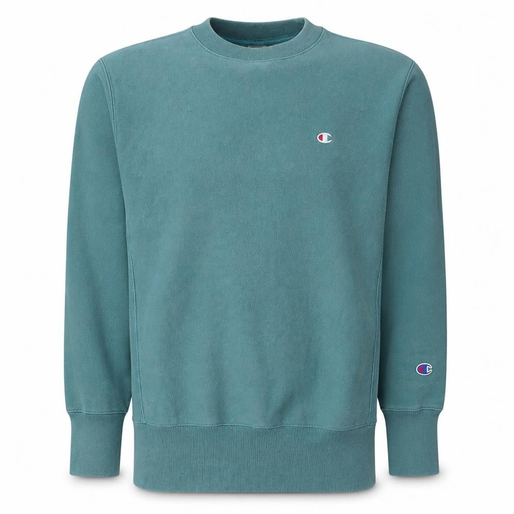 Champion Men's Green Reverse Weave Crew Neck Sweatshirt Size S