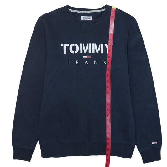 Tommy Jeans Men's Blue Logo Crew Neck Pullover Sweatshirt Size S