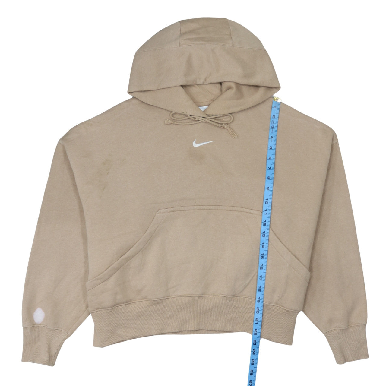 Nike Women Beige Small Pullover Hoodie Cotton Blend Casual