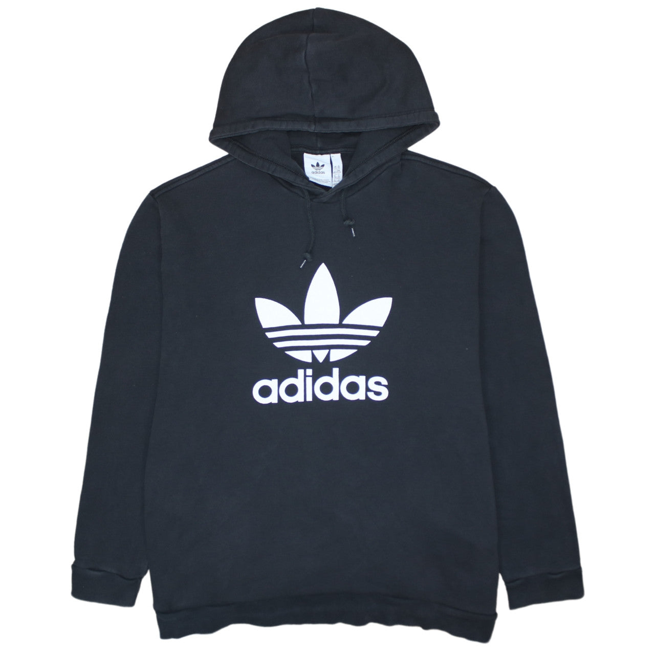 Adidas Mens Black 2XL Pullover Hoodie Trefoil Logo Fleece Sweatshirt