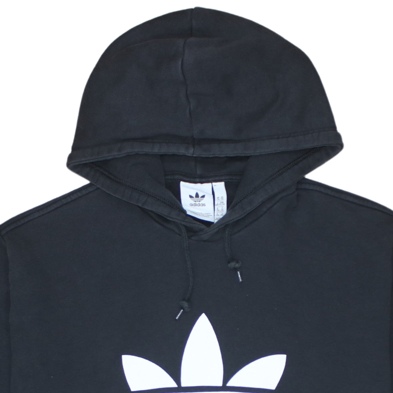 Adidas Mens Black 2XL Pullover Hoodie Trefoil Logo Fleece Sweatshirt