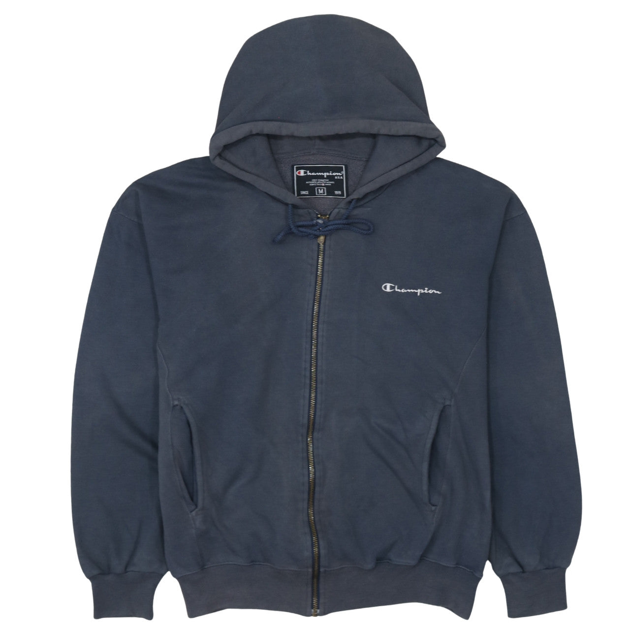 Champion Women's Navy Full Zip Hoodie Medium Cotton Blend