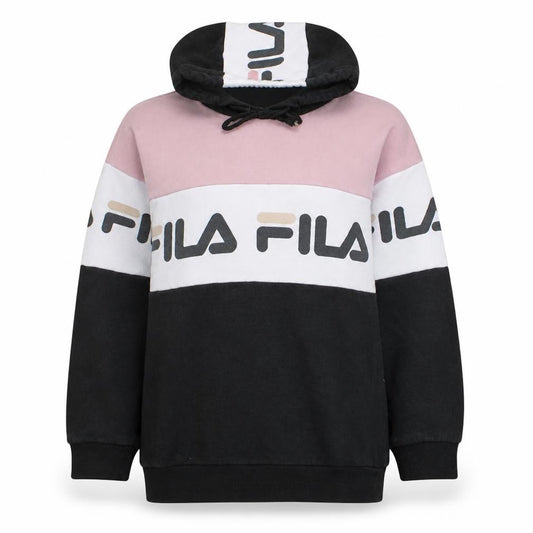 Fila Womens Pink Black Colourblock Logo Pullover Hoodie Size 11