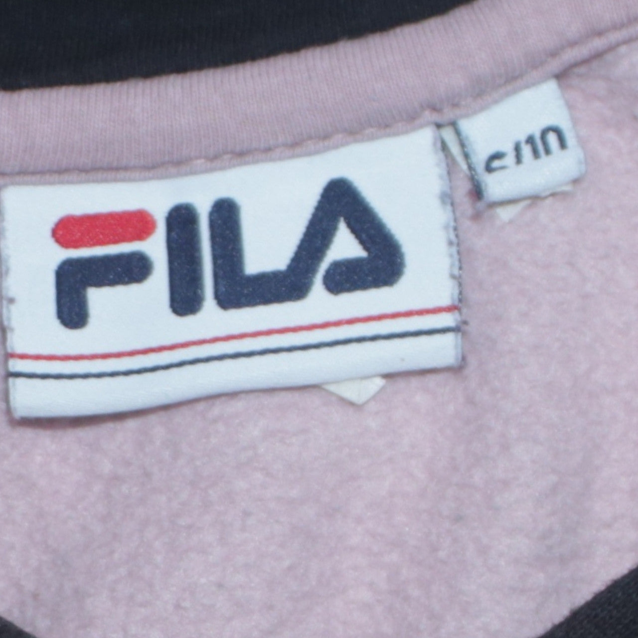 Fila Womens Pink Black Colourblock Logo Pullover Hoodie Size 11