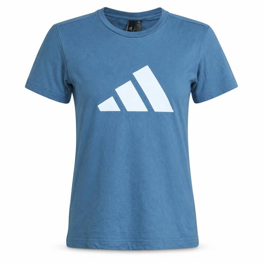 Adidas Women Blue Cotton Short Sleeve Basic T-Shirt Size S