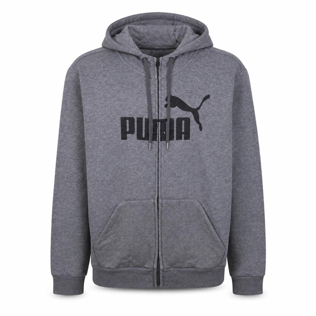 Puma Mens Grey Full Zip Hoodie M Regular Graphic Fleece Sweatshirt
