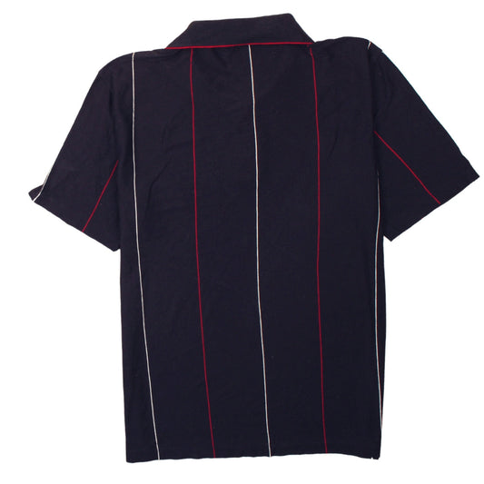 POLOLOGIN Men's Black Red Striped Cotton Polo Shirt Size L
