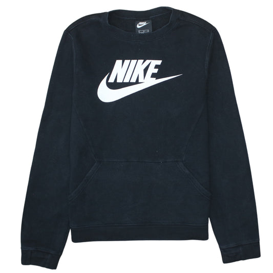 Nike Boys Black XL Fleece Pullover Sweatshirt with Logo Print