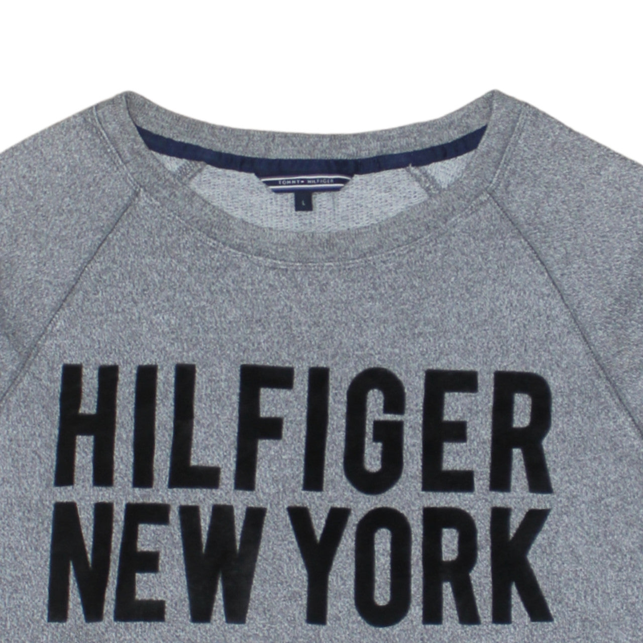 Tommy Hilfiger Men's Grey L Crew Neck Logo Pullover Sweatshirt