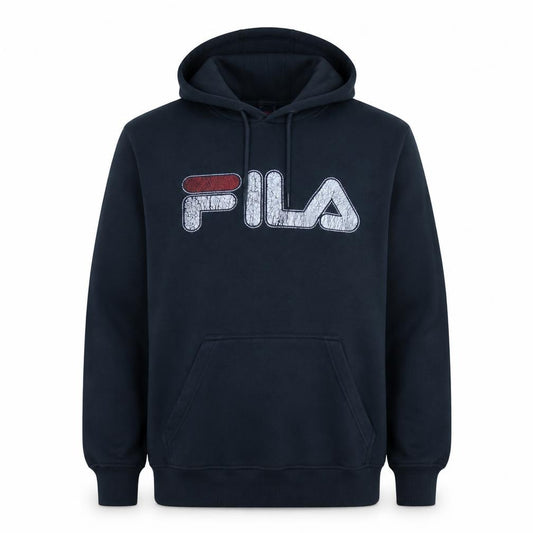 FILA Mens Black Pullover Hoodie XL Logo Graphic Fleece Sweatshirt