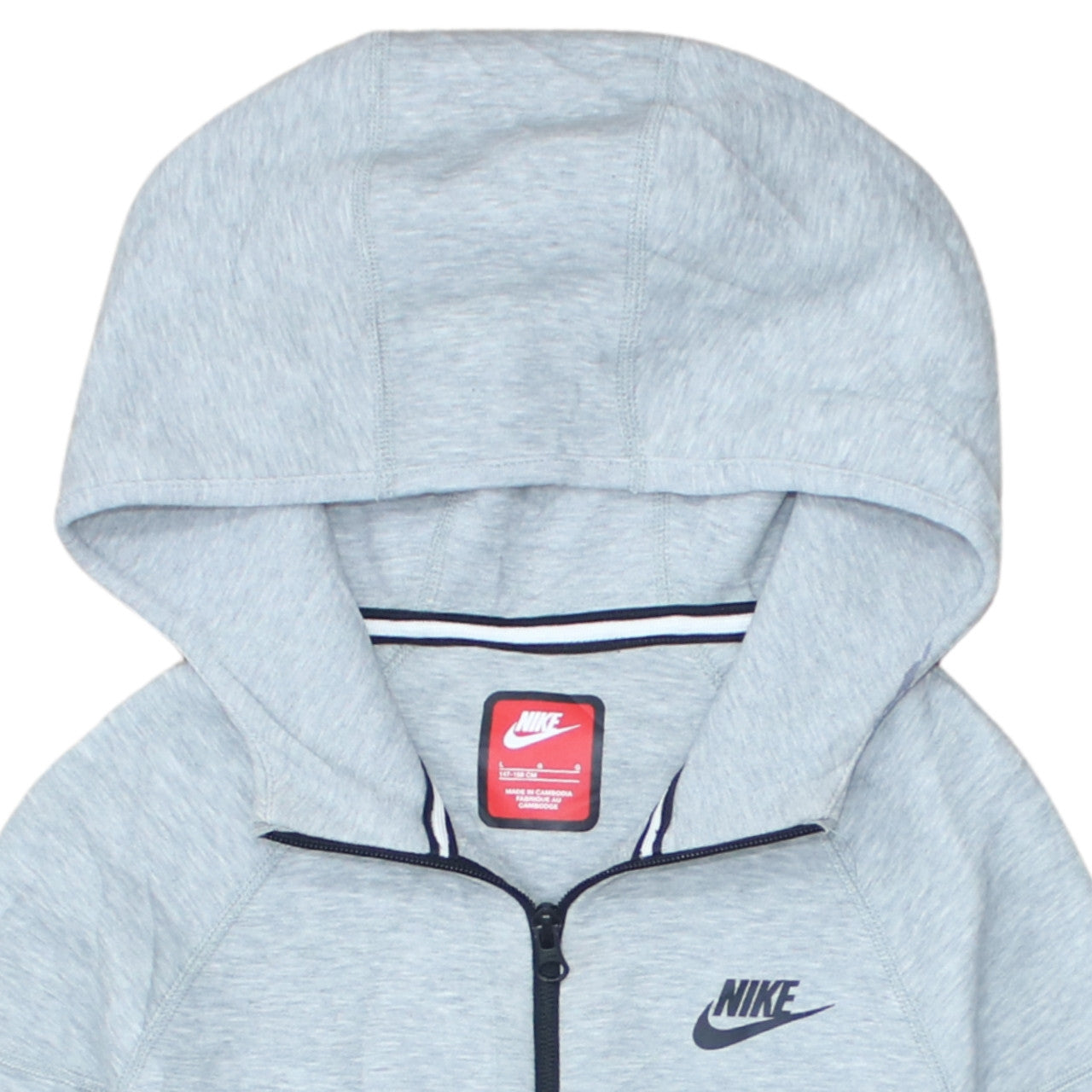Nike Boys Grey Full Zip Hoodie Size L 147-158cm Fleece Sweatshirt