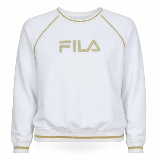 Fila Womens White Gold Logo Crew Neck Pullover Sweatshirt S