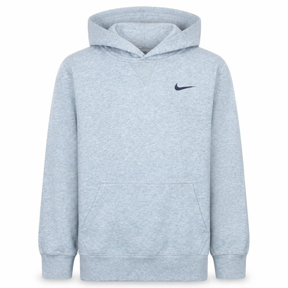 Front view of Nike boys’ grey pullover hoodie, size 12-13, years fleece sweatshirt