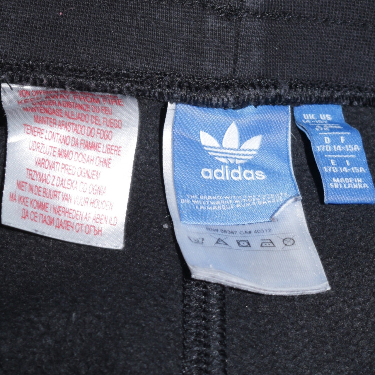 Adidas Boys Black Jogger Sweatpants 14-15 Years with Side Stripes