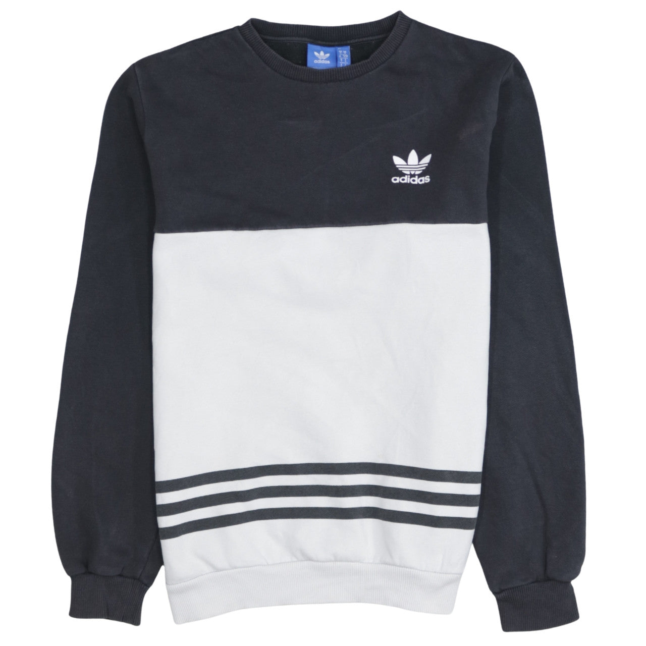 Adidas Men's Black & White Crew Neck Pullover Sweatshirt Size S