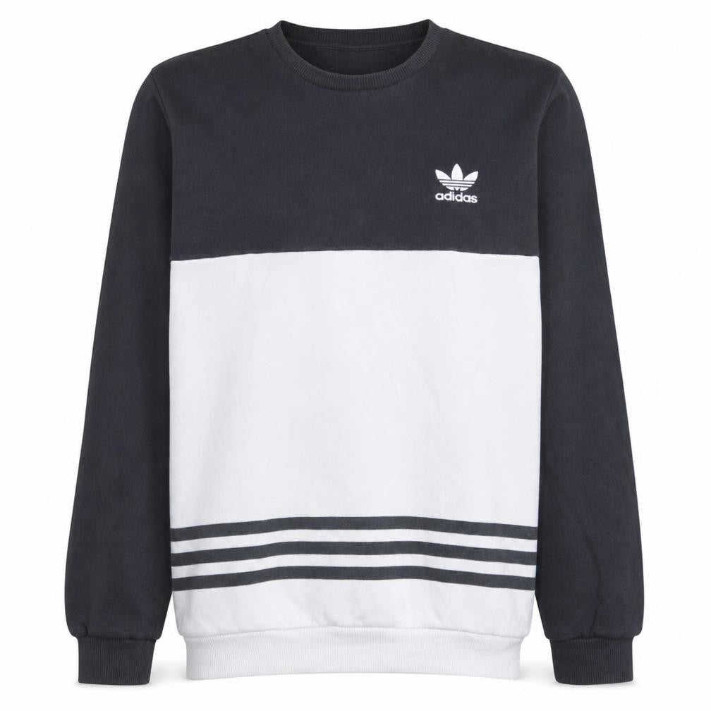 Adidas Men's Black & White Crew Neck Pullover Sweatshirt Size S