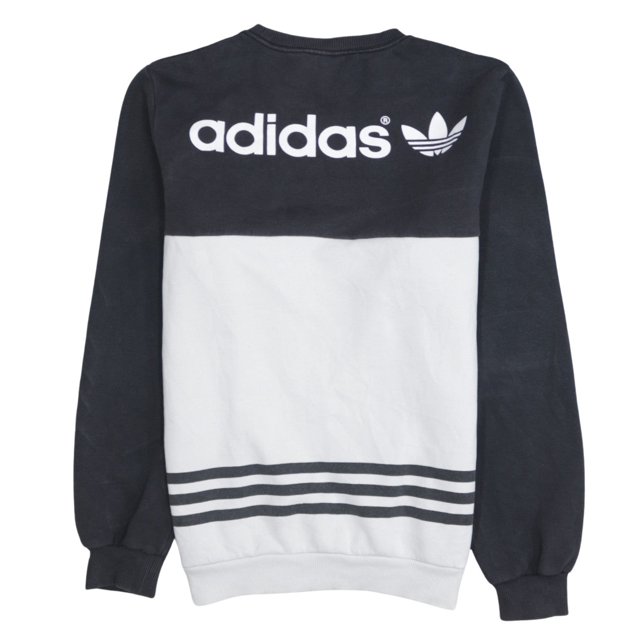Adidas Men's Black & White Crew Neck Pullover Sweatshirt Size S