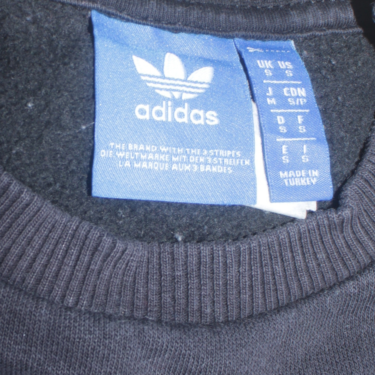 Adidas Men's Black & White Crew Neck Pullover Sweatshirt Size S