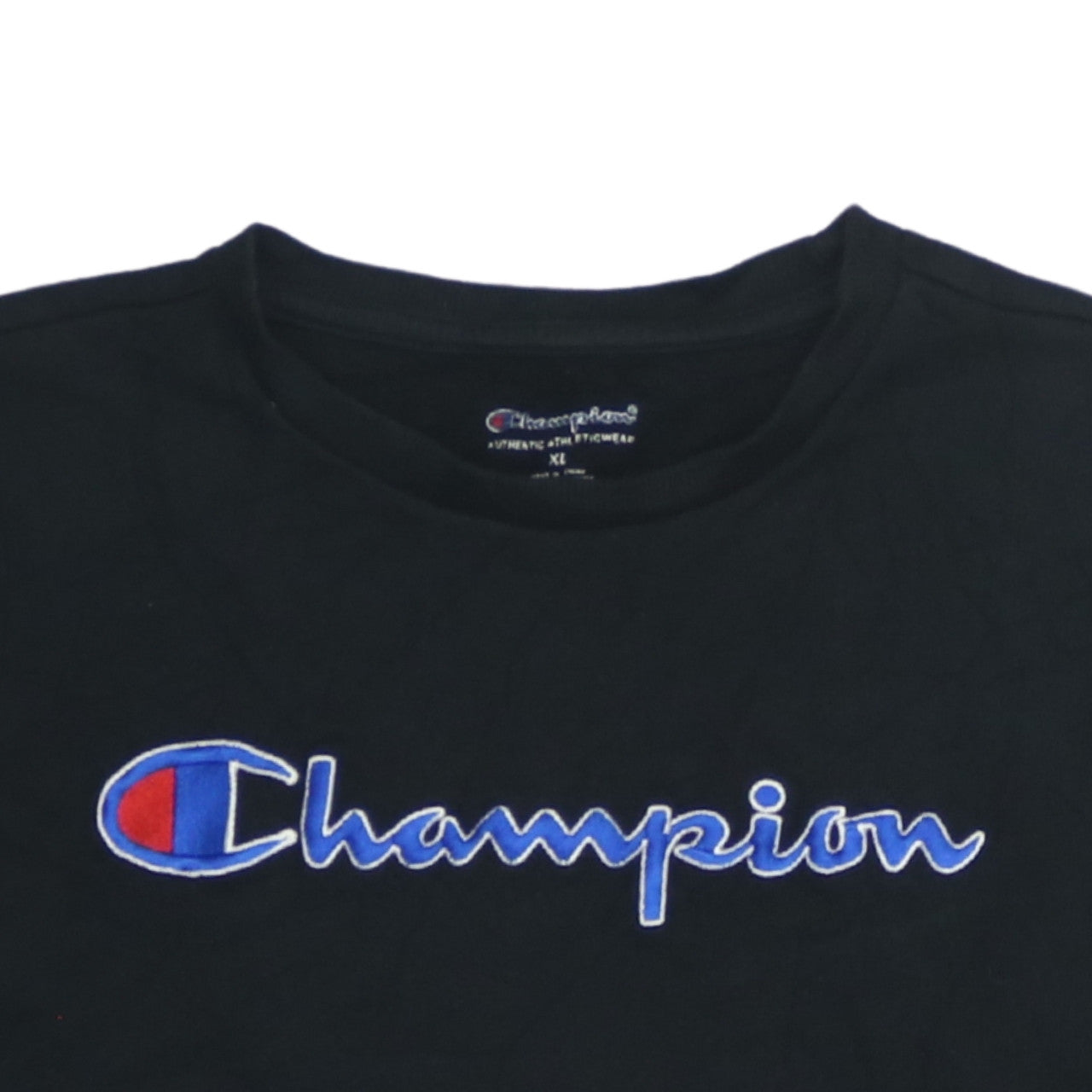 Champion Women's Black Pullover Sweatshirt XL Logo Crew Neck