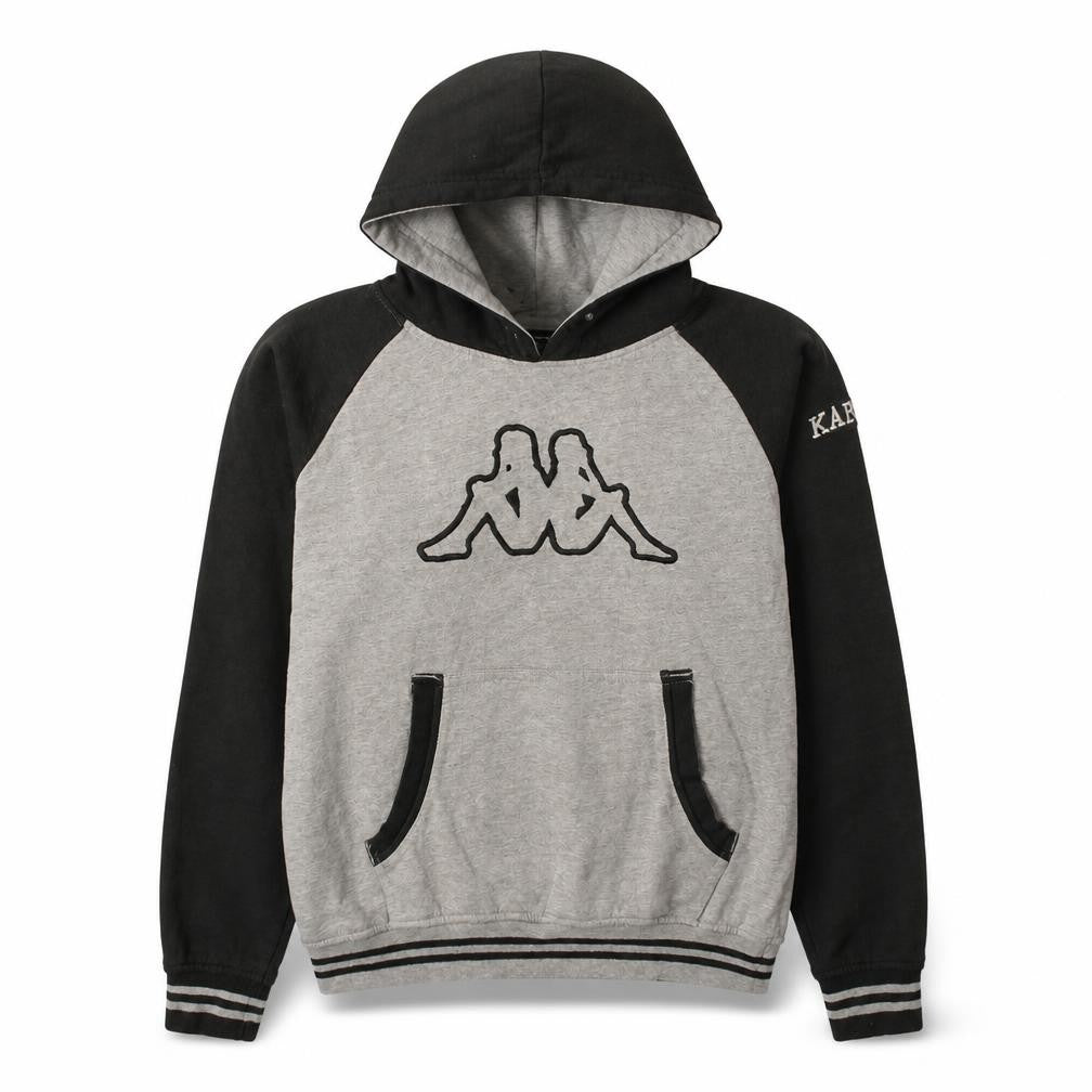 Kappa Men's Grey Small Pullover Hoodie with Logo Design