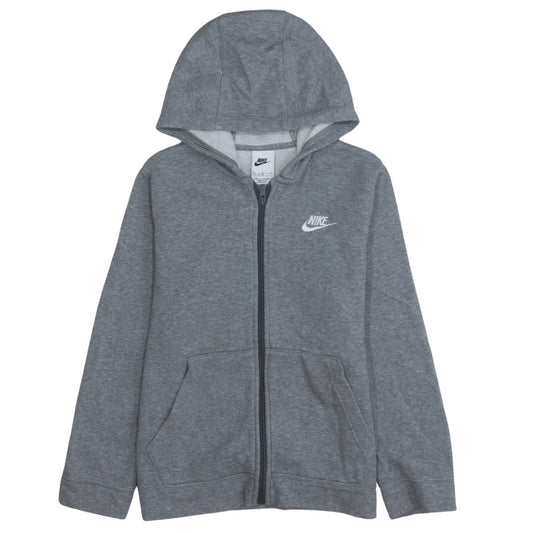 Nike Boys Grey Full Zip Hoodie Size 10-11Y Fleece Sportswear