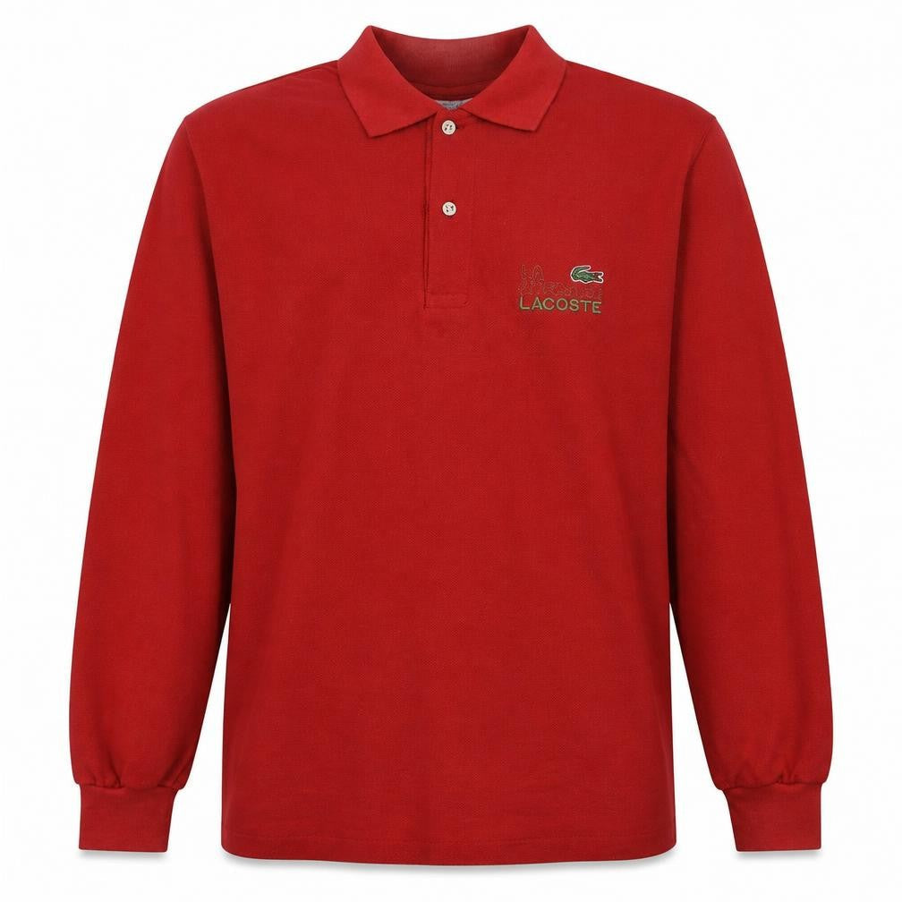 Lacoste Mens Red Long Sleeve Collared Cotton Polo Shirt XL