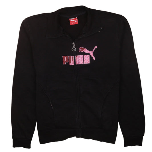 Puma Womens Black Track Jacket Size 14 Full Zip Cotton Blend