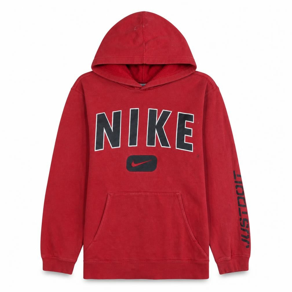 Nike Teens Red Pullover Hoodie Sweatshirt Size L Logo Print