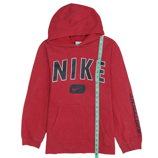 Nike Teens Red Pullover Hoodie Sweatshirt Size L Logo Print
