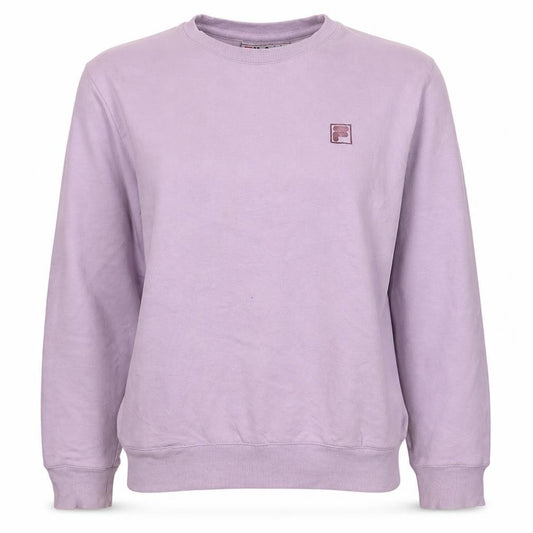 Fila Women Pink Pullover Sweatshirt M Crew Neck Cotton Logo